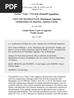 Lewis "Toby" Tyler v. City of Manhattan, United States of America, Amicus Curiae, 118 F.3d 1400, 10th Cir. (1997)