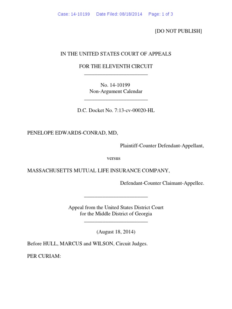 Penelope EdwardsConrad, MD v. Massachusets Mutual LIfe Insurance
