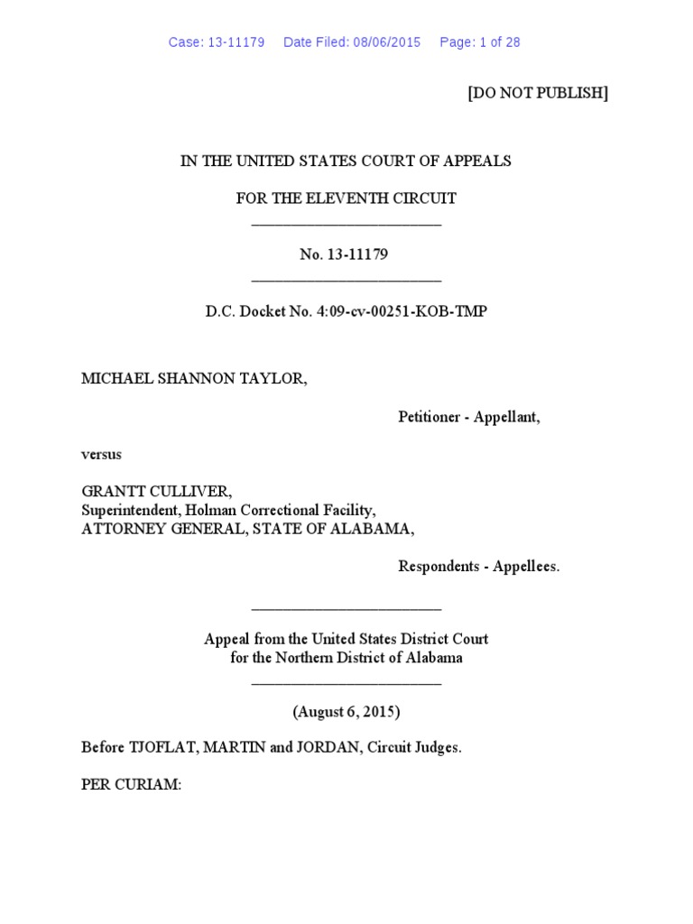 Michael Shannon Taylor v. Grantt Culliver, 11th Cir. (2015) Batson V