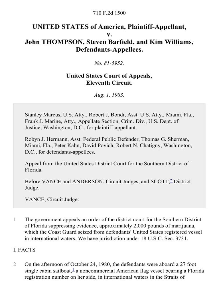 United States v. John Thompson, Steven Barfield, and Kim Williams, 710