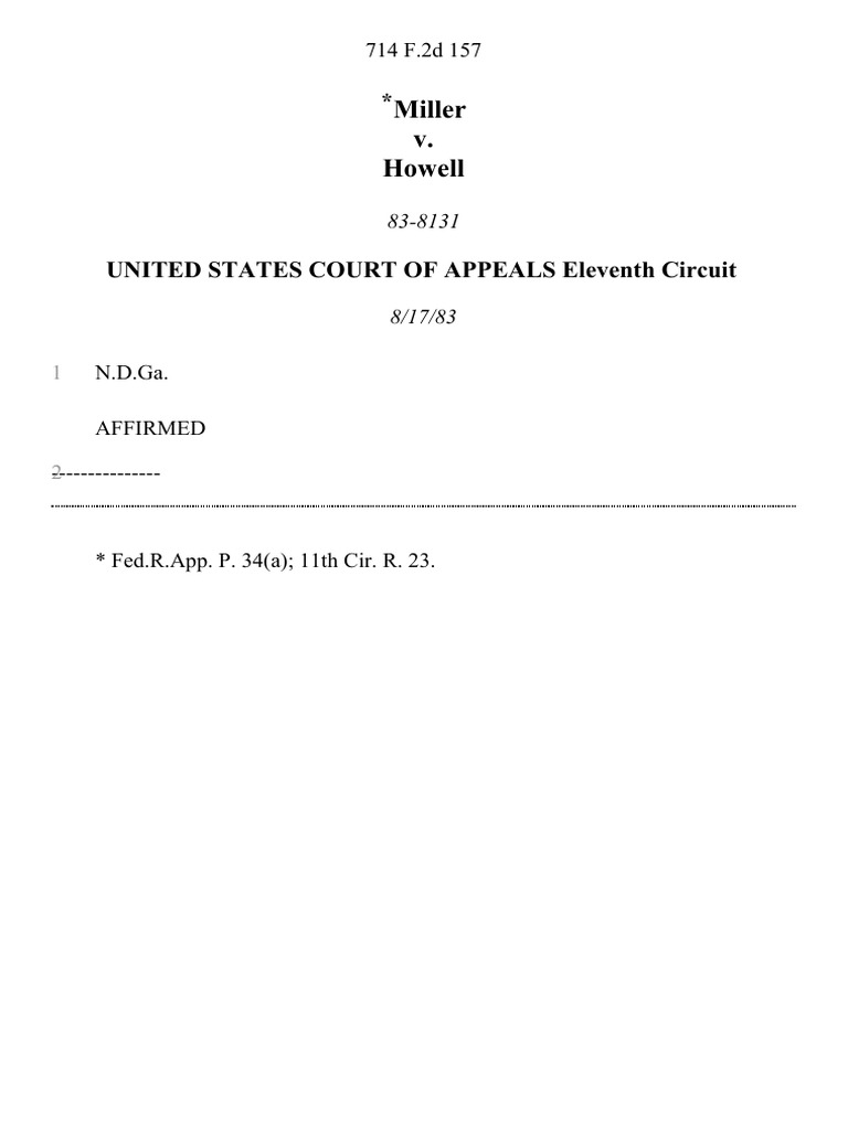 Miller v. Howell: United States Court of Appeals Eleventh Circuit | PDF