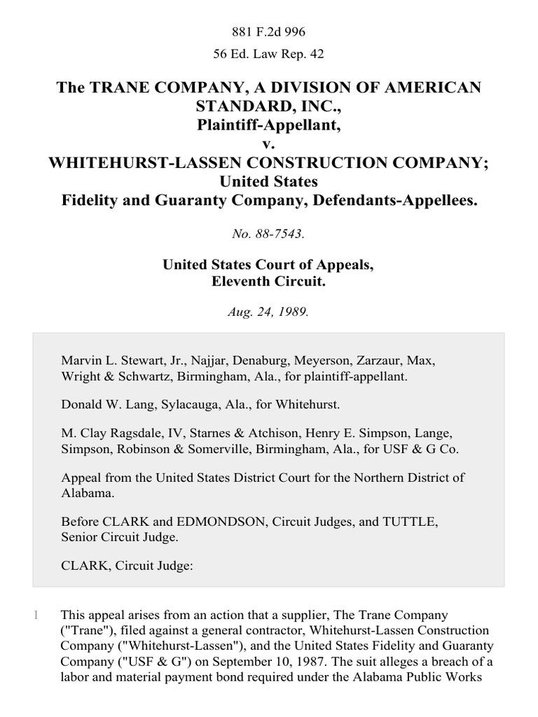 The Trane Company, A Division of American Standard, Inc. v. Whitehurst