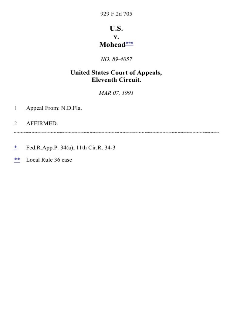 Legal Decision: U.S. v. Mohead | PDF | Sports & Recreation | Law