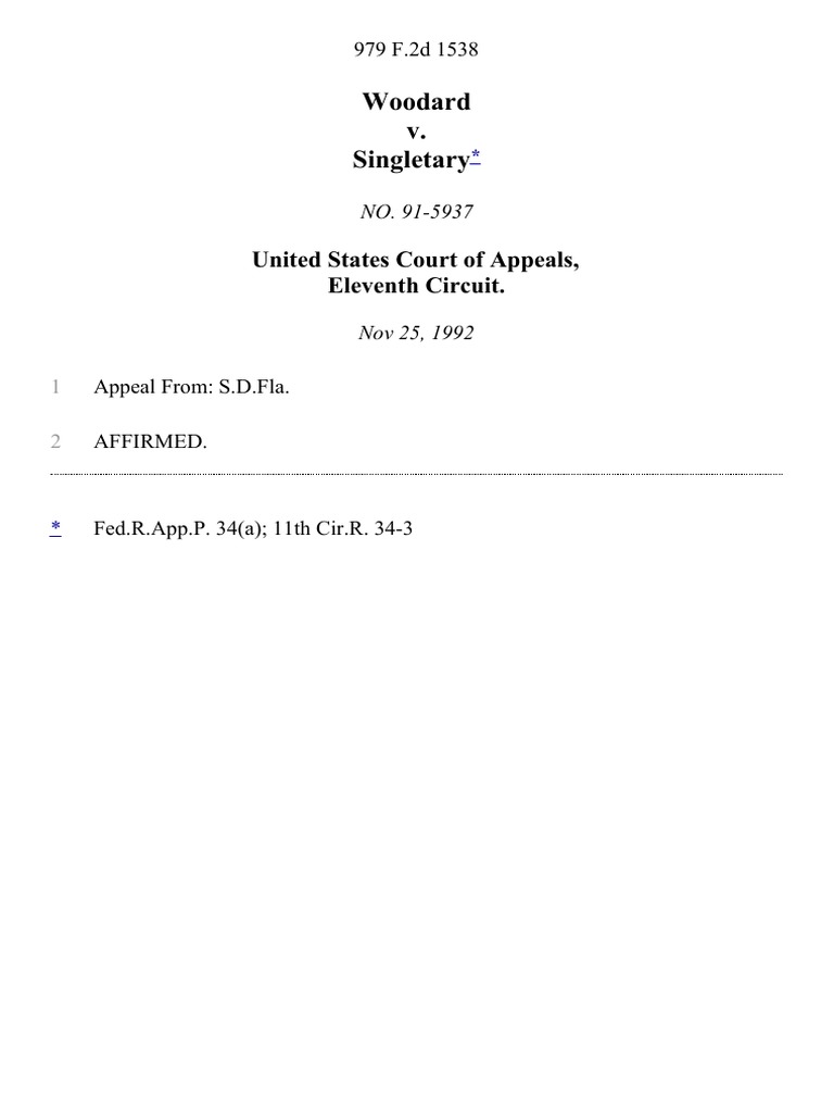 Woodard v. Singletary, 979 F.2d 1538, 11th Cir. (1992) PDF