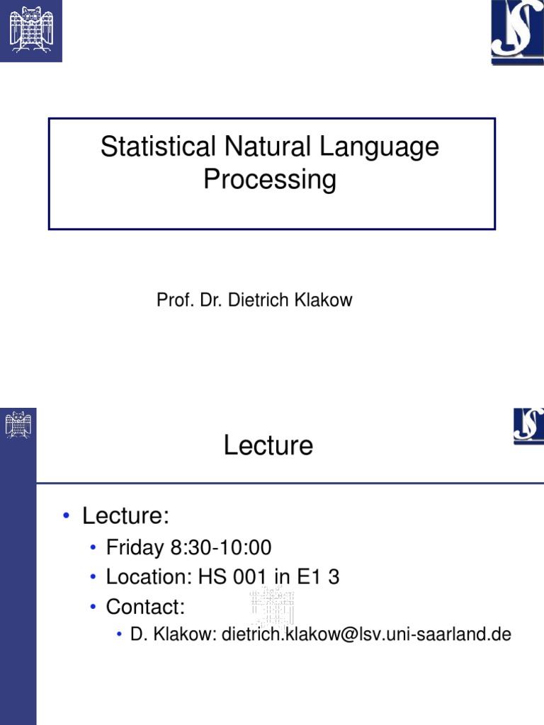 Statistical Natural Language Processing | PDF | Teaching Methods ...