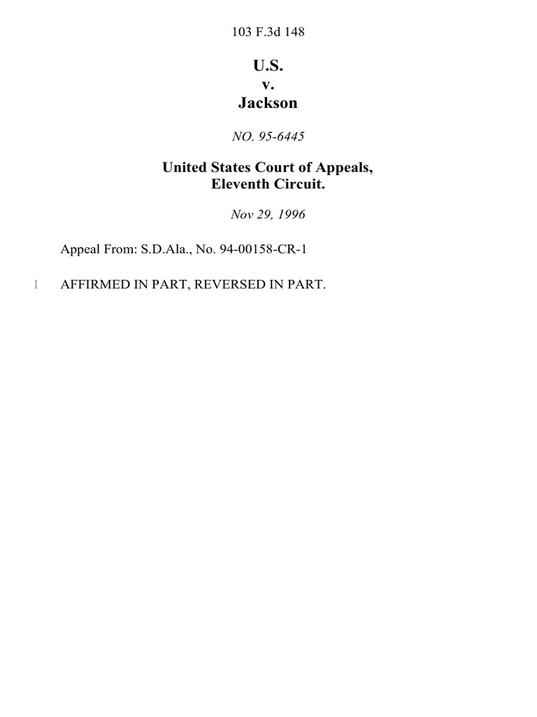 United States v. Jackson, 103 F.3d 148, 11th Cir. (1996) PDF