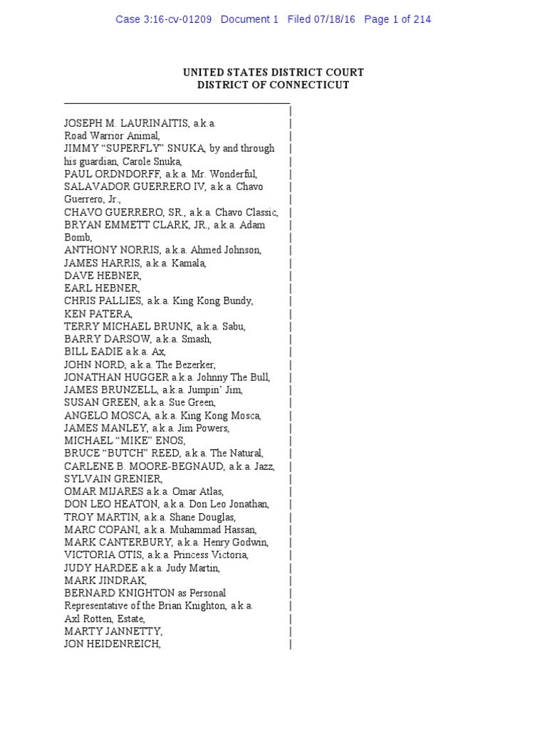Laurinaitis Et Al v. World Wrestling Entertainment Et Al Complaint | PDF