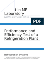 Performance and Efficiency Test of A Refrigeration Plant