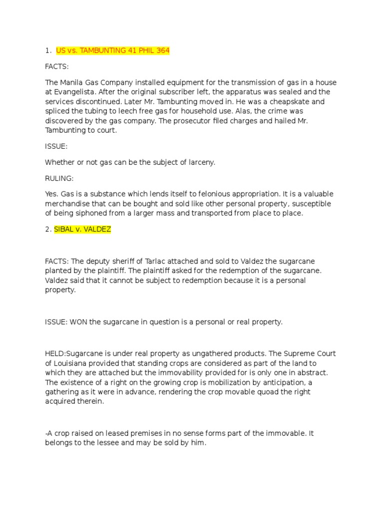 Movable Property Cases PDF Theft Mortgage Law