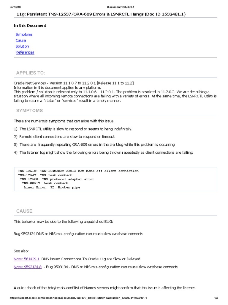 Oracle 11g Connection Errors Fix | PDF | Computers | Technology ...