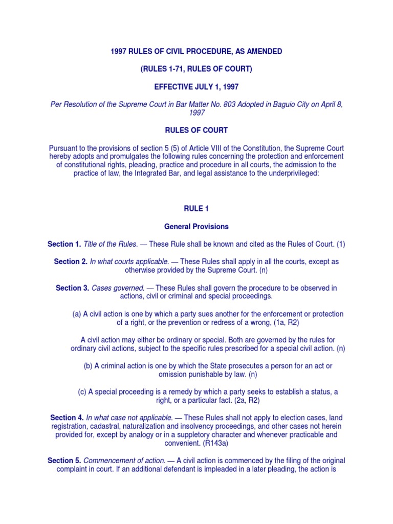 1997 Civil Procedure Rules Overview | PDF | Pleading | Lawsuit
