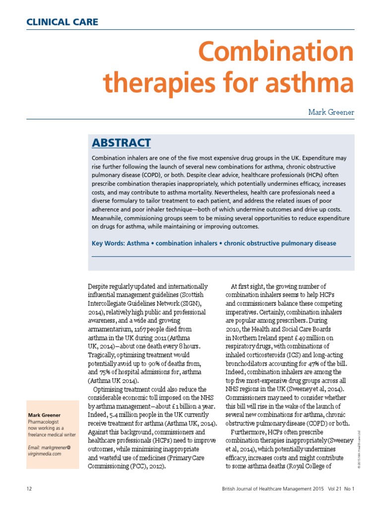 Combination Therapies For Asthma Clinical Care PDF Asthma