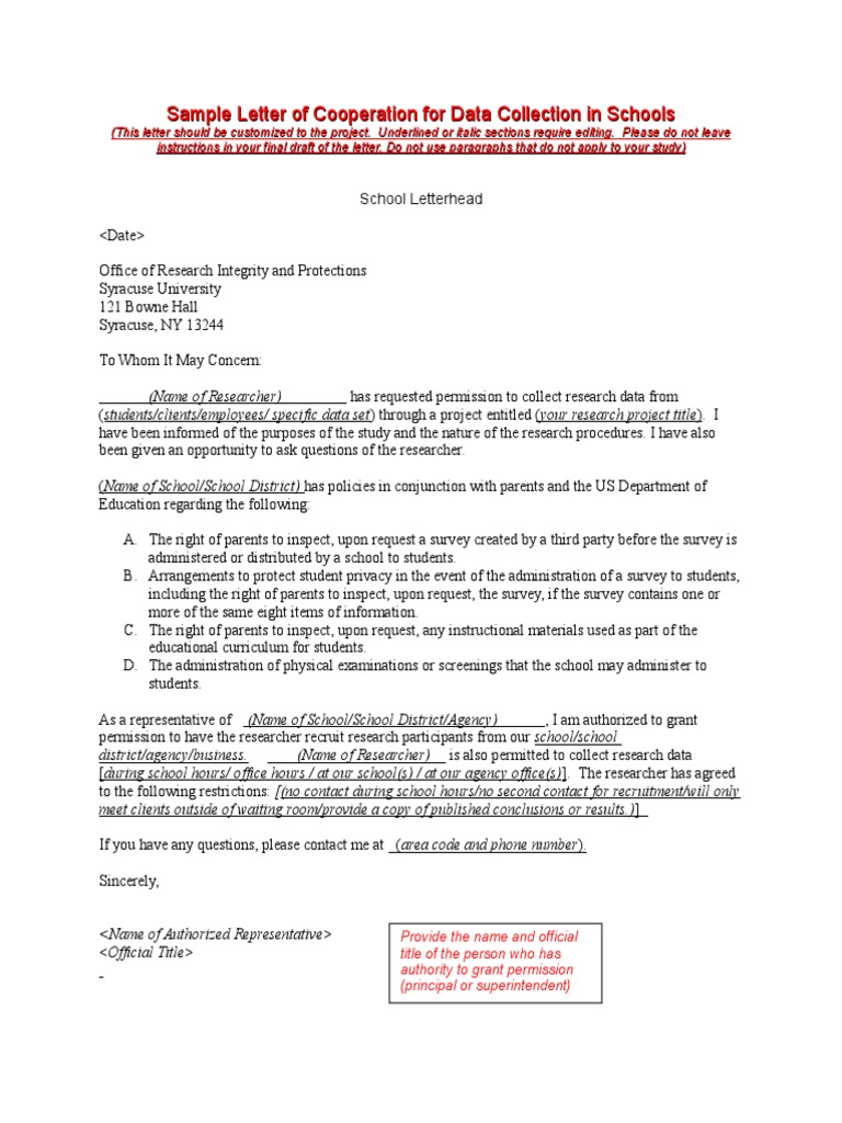 Sample Cooperation Letter for Research | PDF | Career & Growth | Business