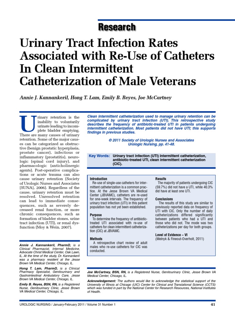 Urinary Tract Infection Rates Associated with ReUse of Catheters In