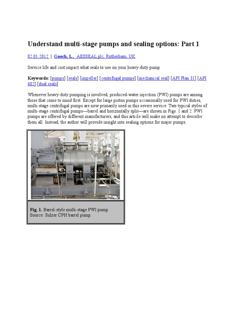 Multi-Stage Pump Sealing Options Explained | PDF | Pump | Water