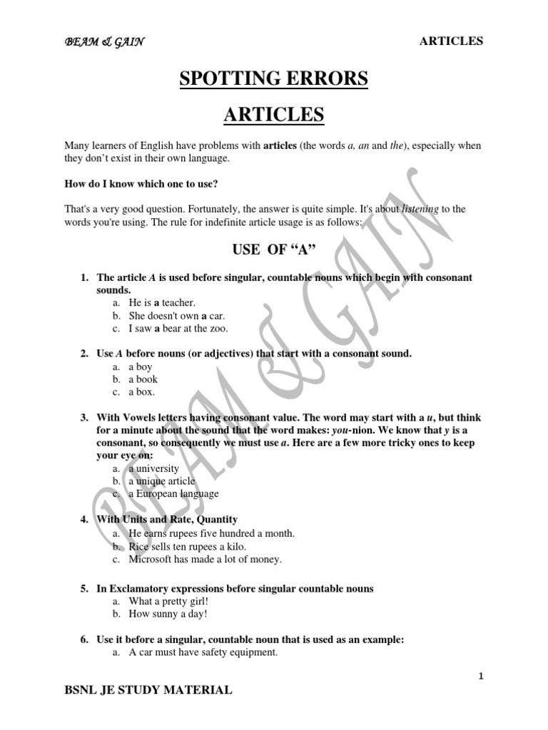 Error Spotting Articles Grammatical Number Noun Free 30day Trial