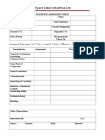 Shyam Steel Industries LTD.: Assessment (Rate Using "1 To 4" Scale - 1: Limited, 2: Basic, 3: Effective, 4: Outstanding)