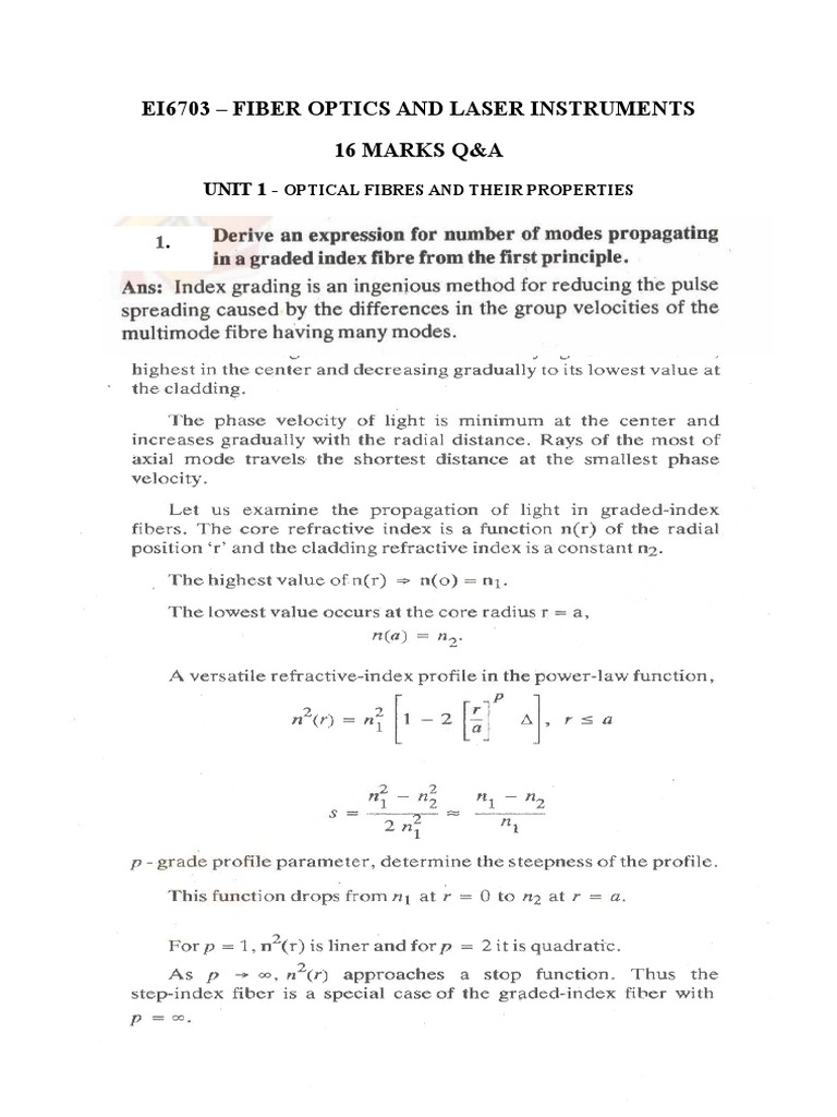 Fiber Optics & Laser Instruments Q&A | PDF | Computers | Technology ...