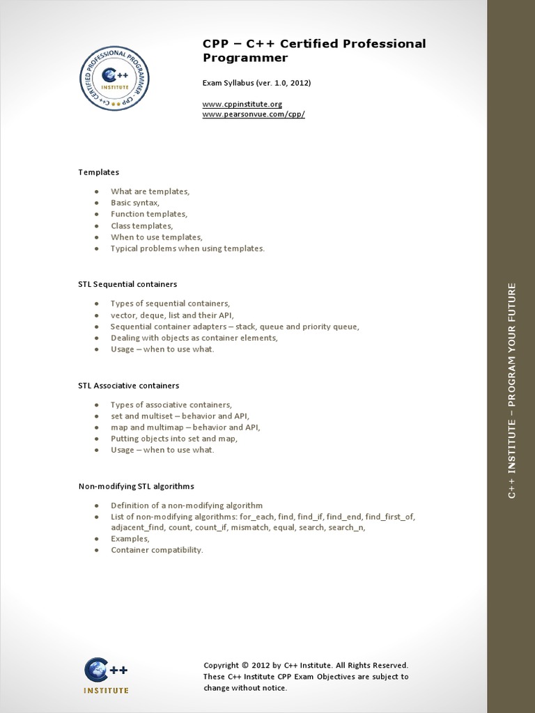 CPP Exam Syllabus | PDF | Computers