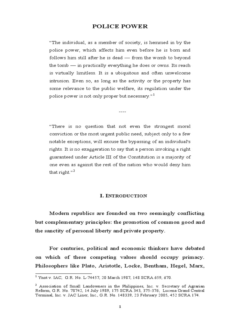 Consti2 Policepower | PDF | Eminent Domain | Police Power (United ...