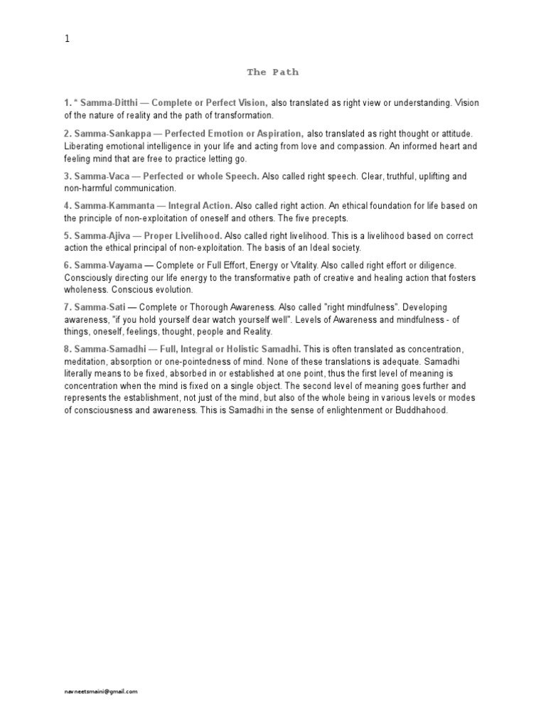 Path | PDF | Noble Eightfold Path | Indian Religions