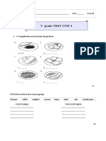 V Grade Test Unit 2: Name and Surname - Mark - Group