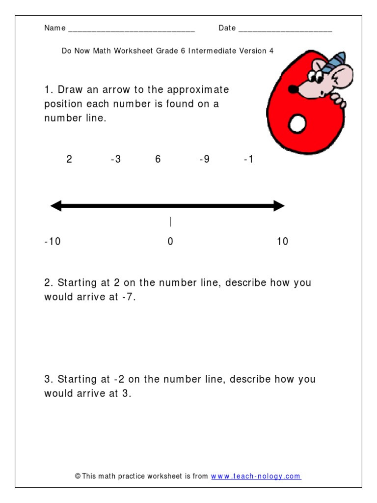 Workbooks teach-nology.com worksheets : Number Line