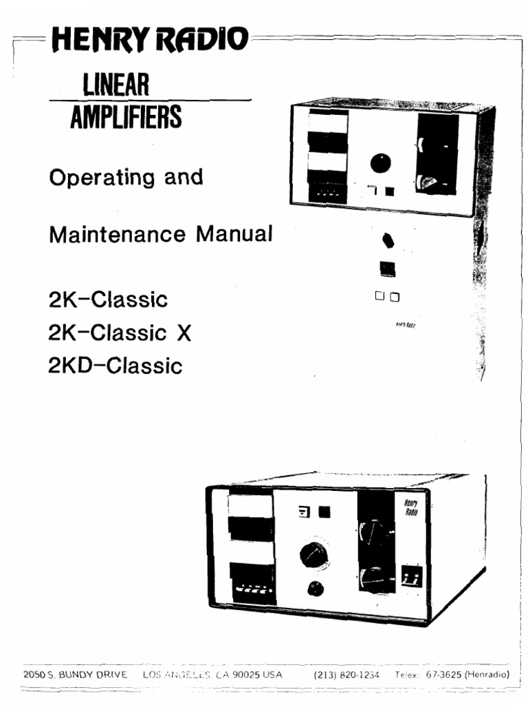 Henry Radio 2KClassic 2KClassic X 2KDClassic User guide