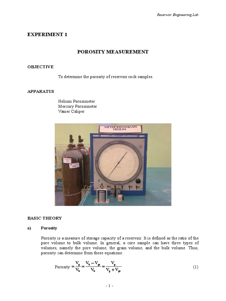 Reservoir Lab Sheet Permeability (Earth Sciences) Porosity