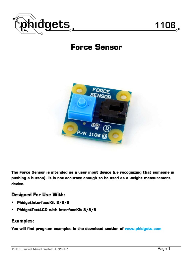 Force Sensor Datasheet Overview | PDF | Business | Computers