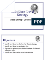 Subsidiary Level Strategy: Global Strategic Development