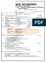 Unique Academy: Secondary Part-I (9 Class) Examination Session 2013-2014