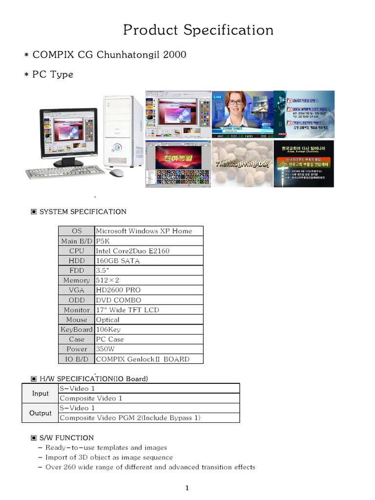 COMPIX CG Chunhatongil 2000 Specs | PDF