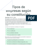 Tipos de Empresas Según Su Constitución