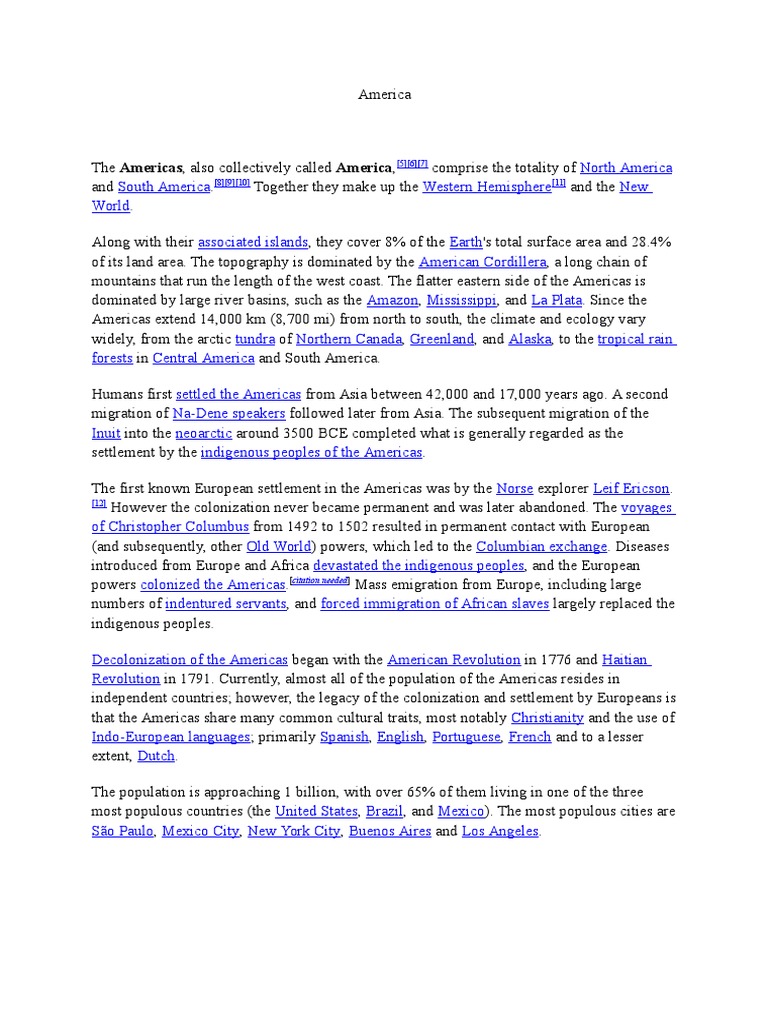 Overview of the Americas: Geography & History | PDF | Travel