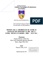 Propuesta para La Implementacion Del Sistema de Evaluación para Estudiantes Vía Web, UCATEBA, Barahona, 2014-2015