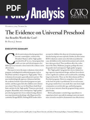 The Evidence on Universal Preschool