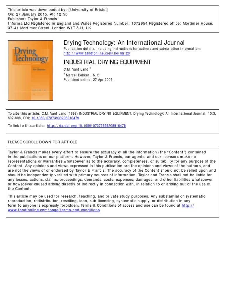 Guide to Industrial Drying Equipment | PDF | Clothes Dryer | Science