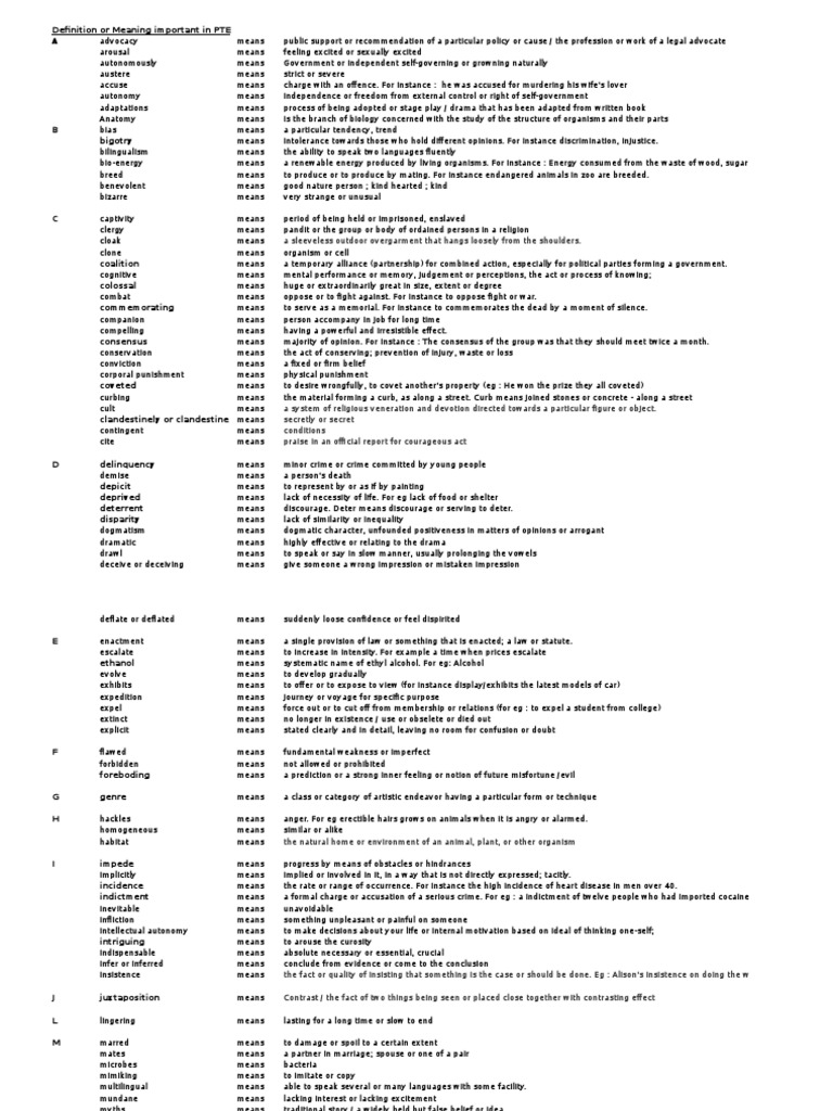 Dictionary Meaning PTE Crimes Crime & Justice