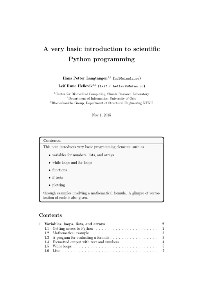 A Very Basic Introduction To Scientific Python Programming | PDF ...