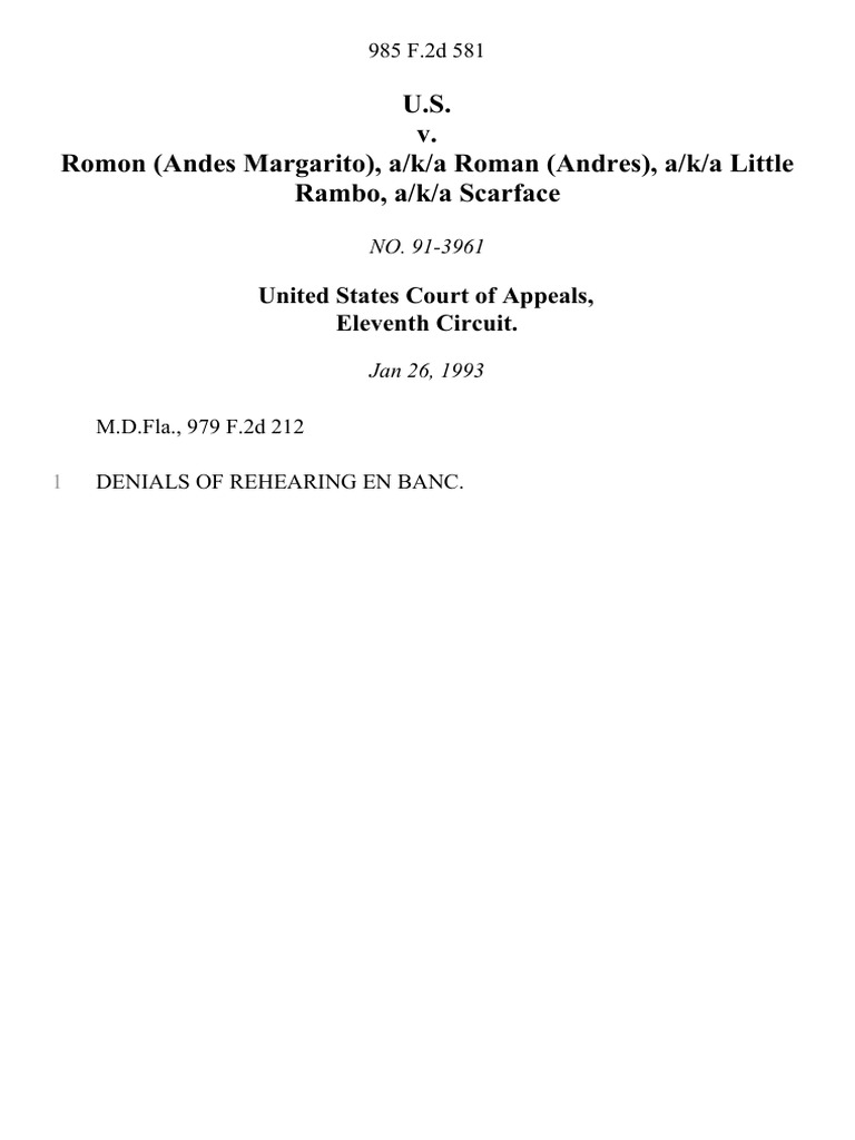 United States v. Romon (Andes Margarito), A/K/A Roman (Andres), A/K/A ...