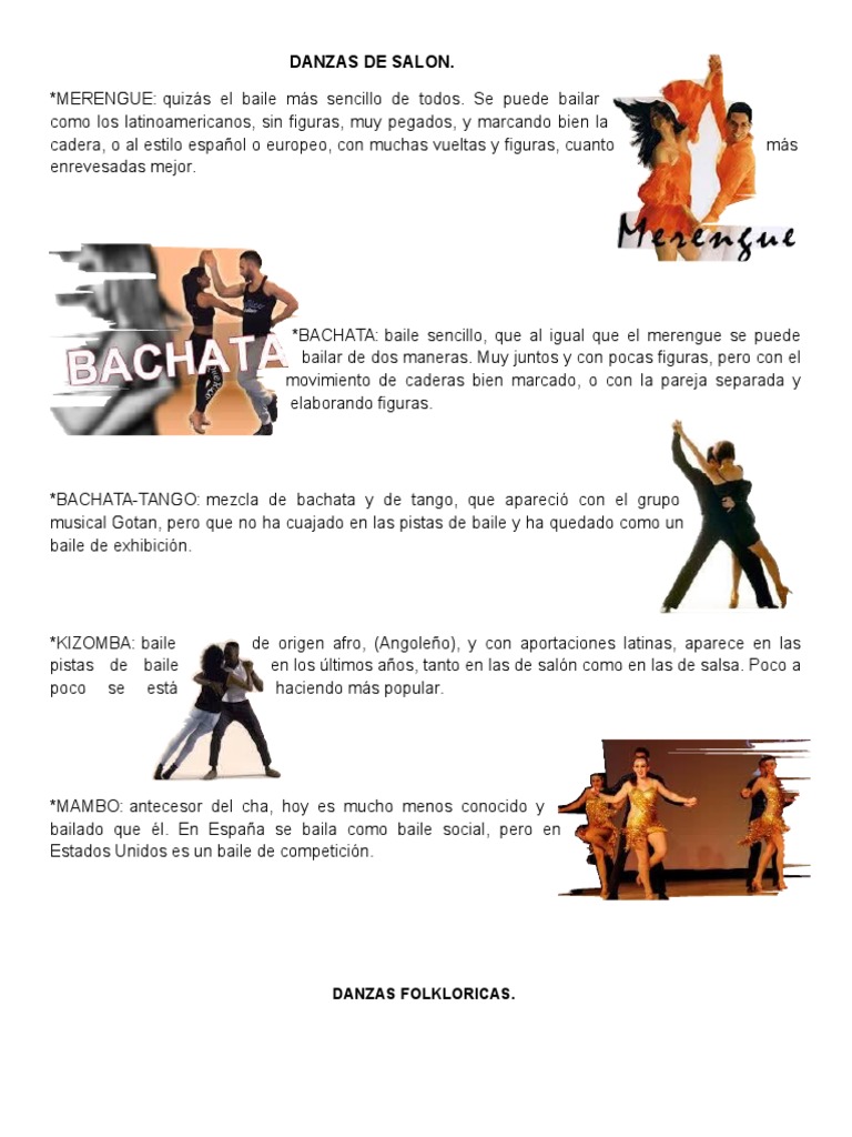 Tipos de Danzas de Salón y Folklóricas | PDF | Arte | Poesía