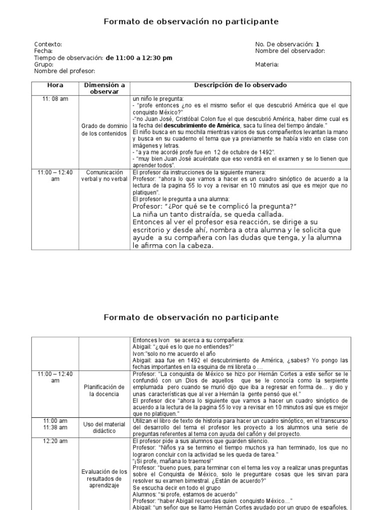 Formato De Observación Maestros México