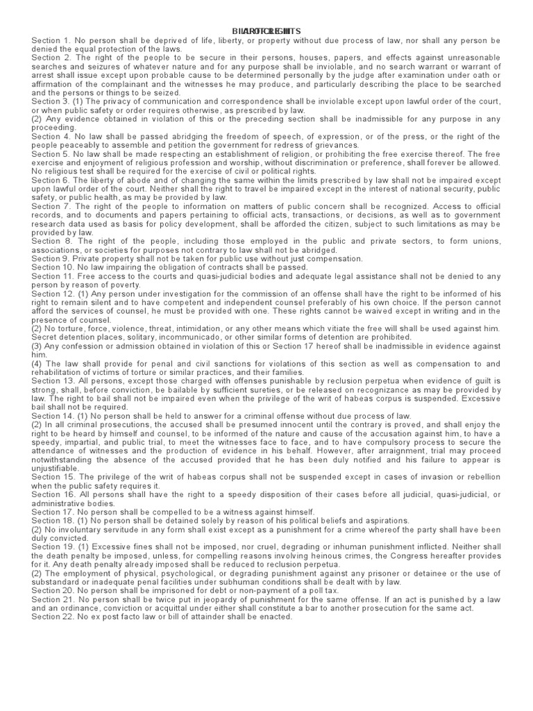 Bill of Rights Overview and Protections | PDF | Search And Seizure ...