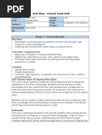 Unit Plan - French Food Unit