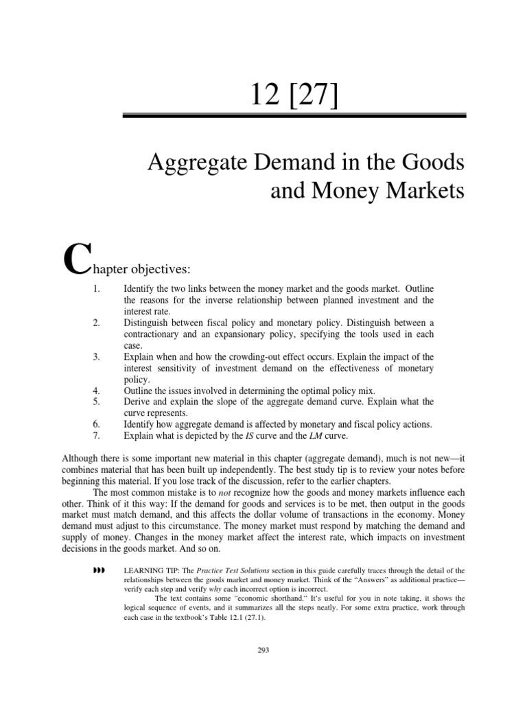 Macsg12: Aggregate Demand in The Money Goods and Current Markets | PDF ...