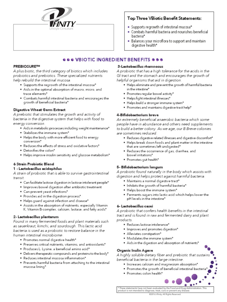 VB Ingredients2016 | PDF | Probiotic | Gastrointestinal Tract