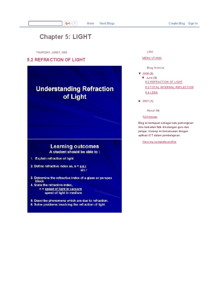 Refraction and Total Internal Reflection | PDF | Career & Growth