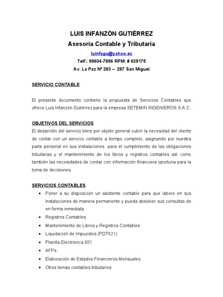 Propuesta de Servicios Contables 2023 | PDF | Contador | Contabilidad