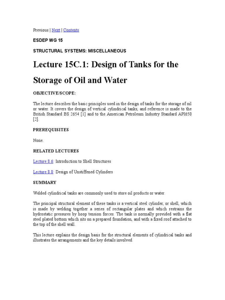 Hydrocarbon Tank Design Principles | PDF